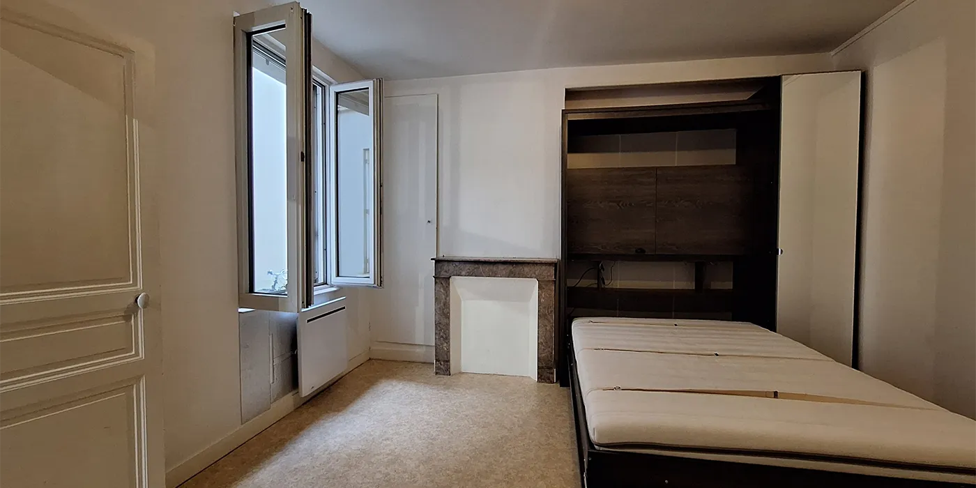 Vue lit amovible dans chambre Appartement Type 2 de 35 m2 à vendre sur Tours Quartier Velpeau | Vente 37