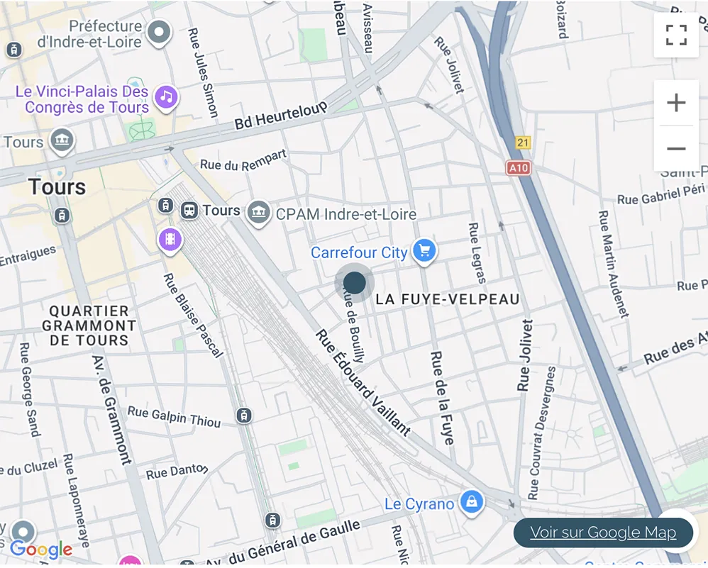 localisation Appartement Type 2 de 35 m2 à vendre sur Tours Quartier Velpeau | Vente 37