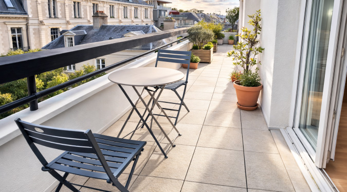 vue balcon terrasse type 3 de 60 m2 dans résidence récente pour investir sur Tours centre | Vente 37.fr • Bien proposé par Tours'N Gestion Immmo 37