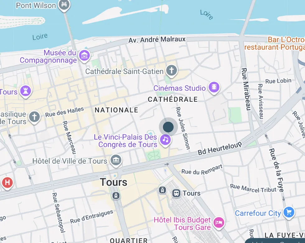 localisation Loft de 180 m2 env. avec jardin et 2 chambres à vendre sur Tours Centre, Quartier Cathédrale | Vente 37