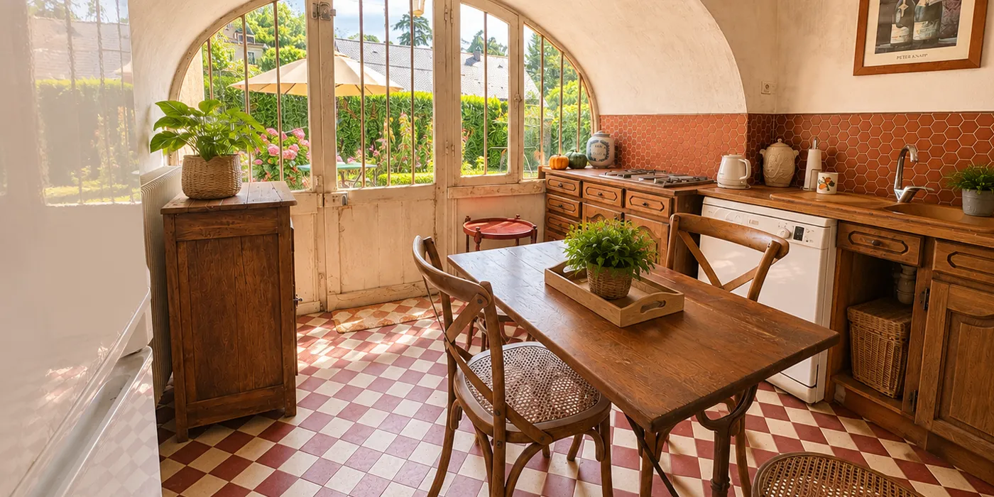Vue projetée cuisine Maison vigneronne de 125 m2 sur Vouvray avec 2 chambres et caves à vendre sur Vouvray  | Vente 37