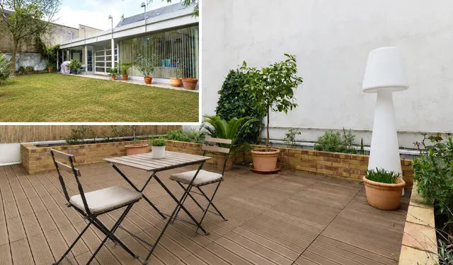 Vue patio et jardin loft de 180 m2 avec jardin à vendre sur Tours Centre | Vente 37.fr