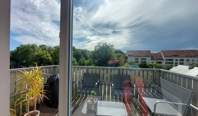 Vue balcon terrasse appartement Type 3 dans résidence récente à vendre sur Tours-Nord | Vente 37.fr