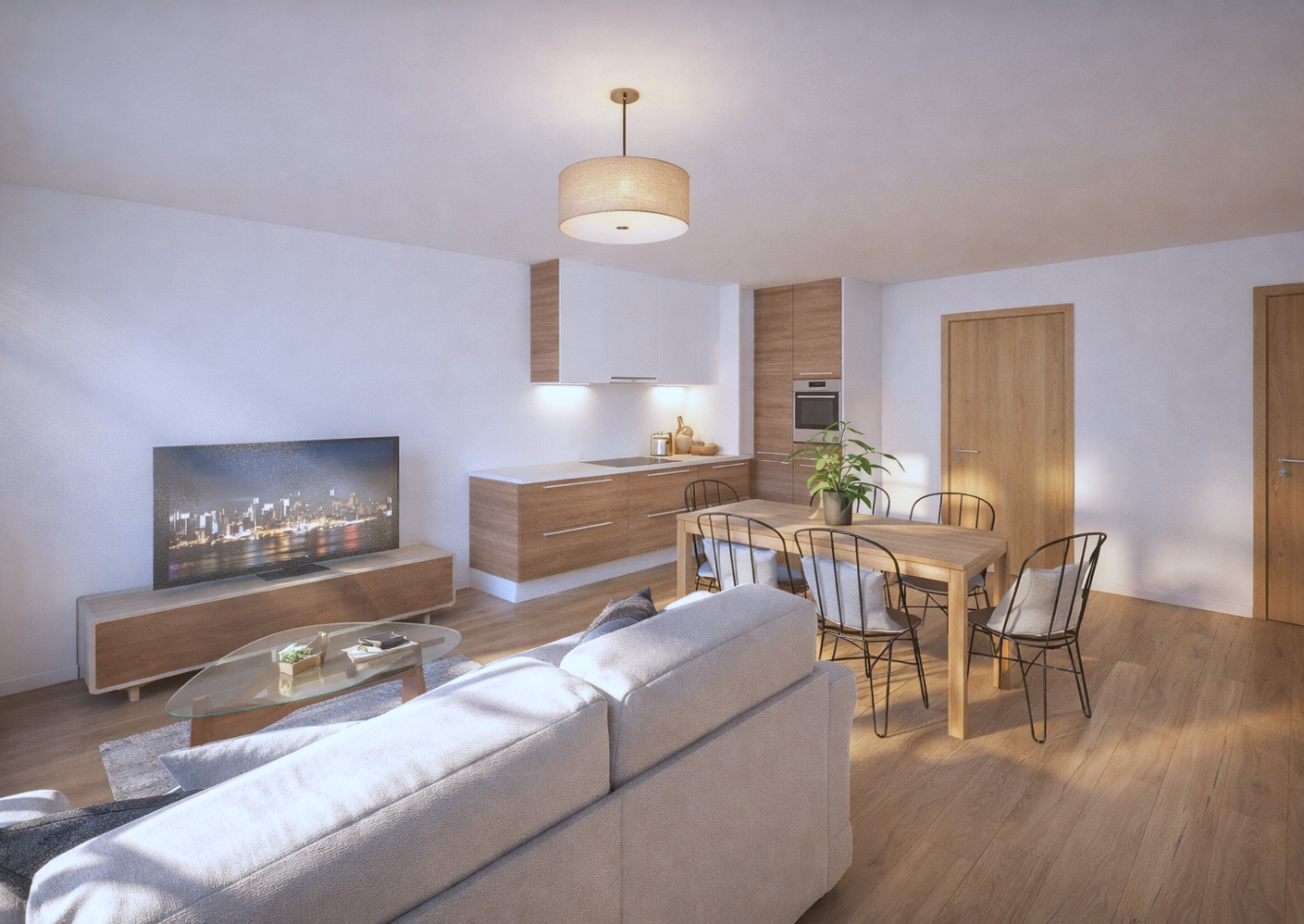 Vue pièce principale Type 3 de 60 m2 dans résidence les Pierres du Centre pour investir ou habiter dans quartier des halles sur Tours Centre