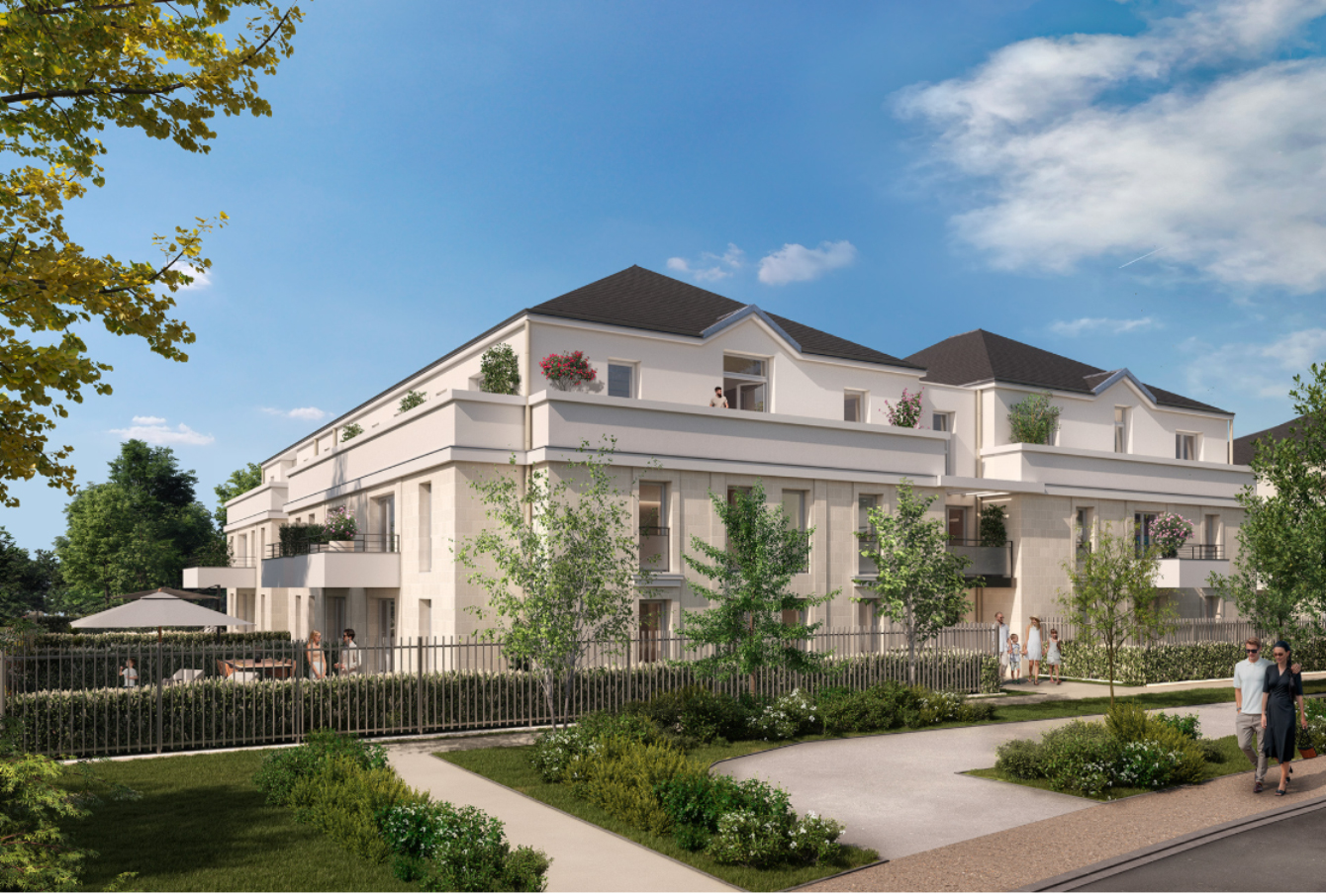 Vue facade programme neuf pour investir dans le neuf sur Saint-Cyr-sur-Loire appartement Type 3 de 60 m2